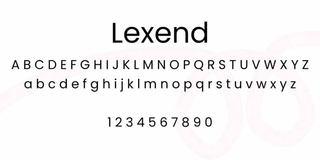 Alphabet et chiffres en police Lexend