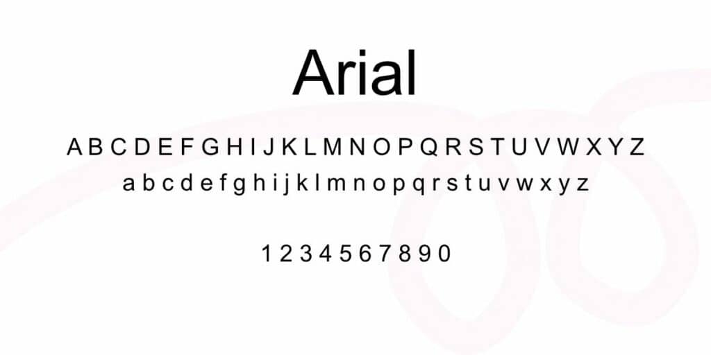 Alphabet et chiffres en police Arial