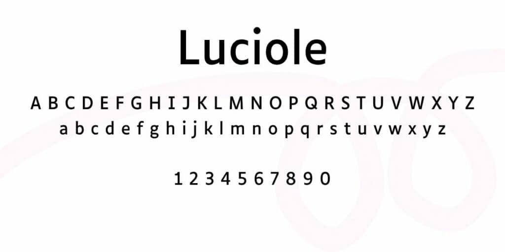 Alphabet et chiffres en police Luciole