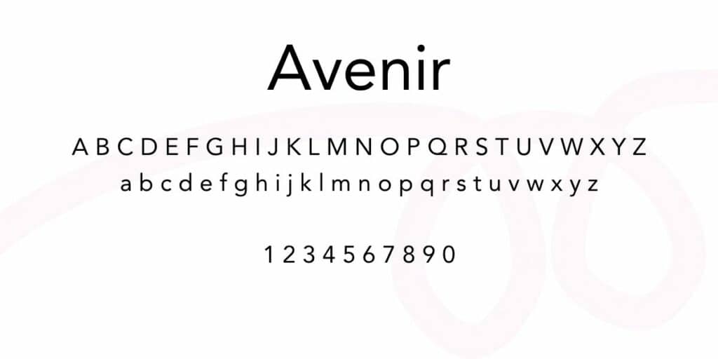 Alphabet et chiffres en police Avenir